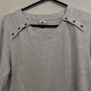 Cabi Oatmeal Snap Shoulder Long Sleeve Top Size M
